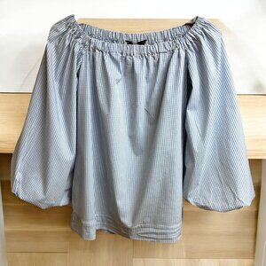 Pre't A Porte'r Venezia Gingham Print‎ Billow Sleeve Off the Shoulder Top